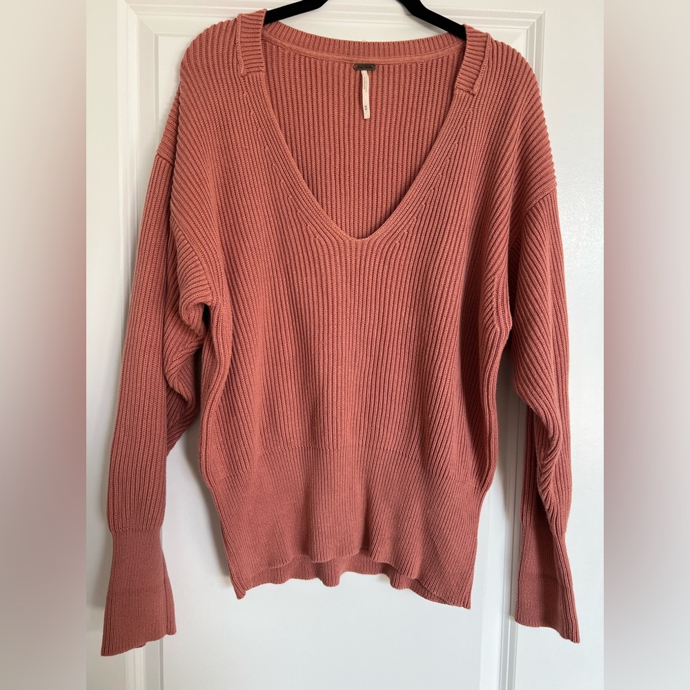 Free People V-Neck Ribbed Sweater